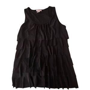 Pretty Woman Ruffles Tiered Pullover Sleeveless Tank Top Black Size Medium